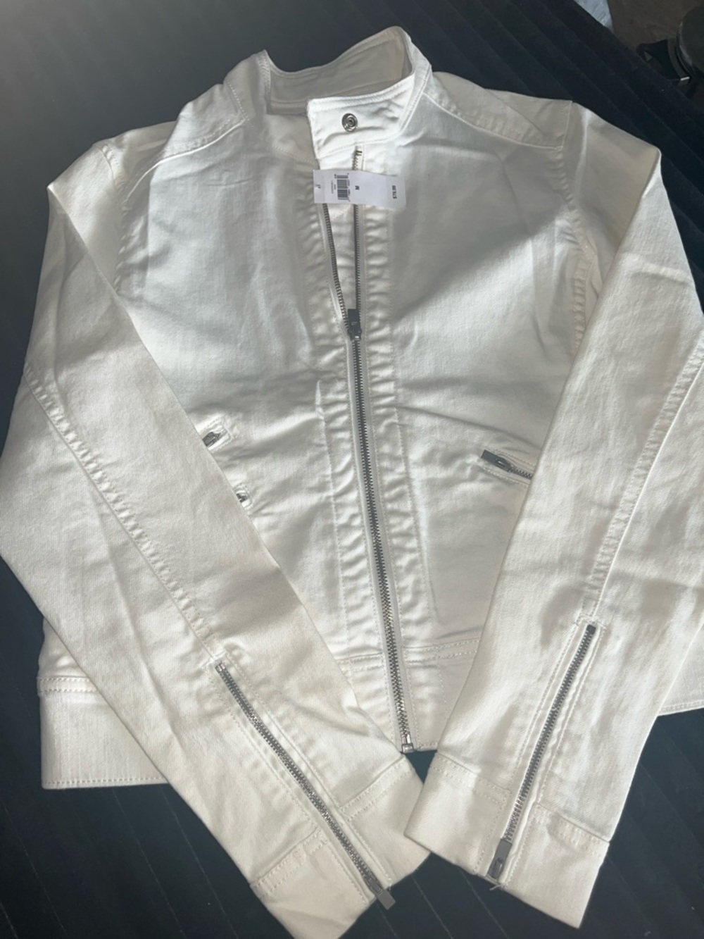 White Zipper Denim Women’s Jacket